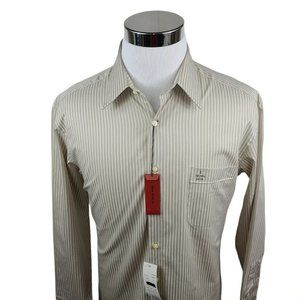 New Billy London Slim Fit Dress Shirt Size Large Cream And Ivory Stripes